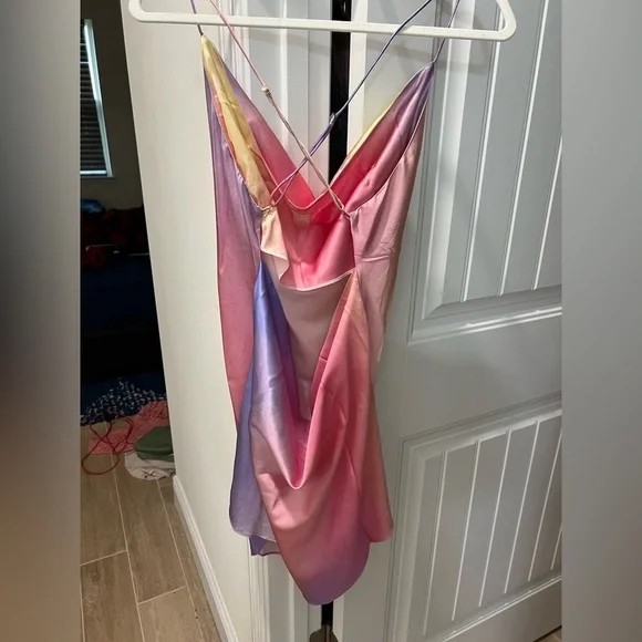 SER.O.YA ($398) Pracilla Dress in Sunset Tie Dye - Silk cowl neck - SIZE S - Picture 6 of 13